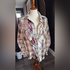 We The Free Patched Up Plaid Shirt